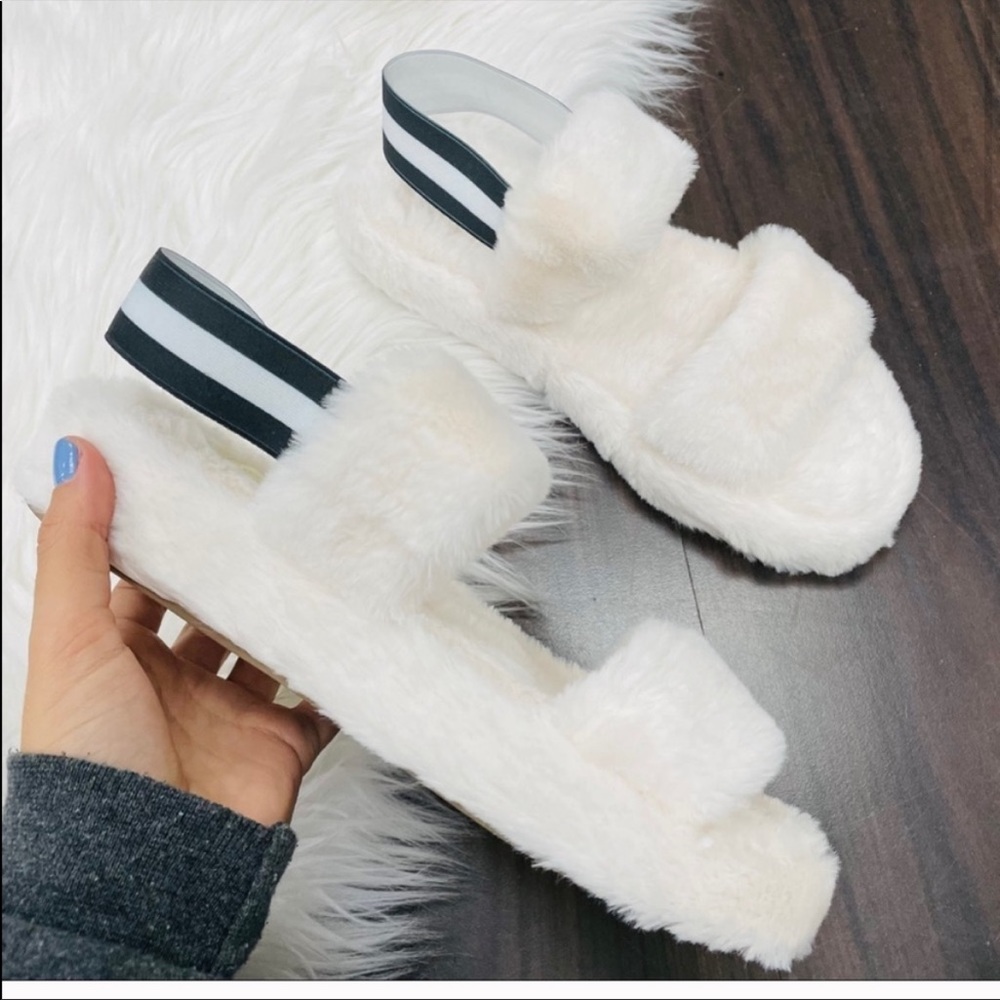 Mata white fur slingback sandal - Picture 2 of 4